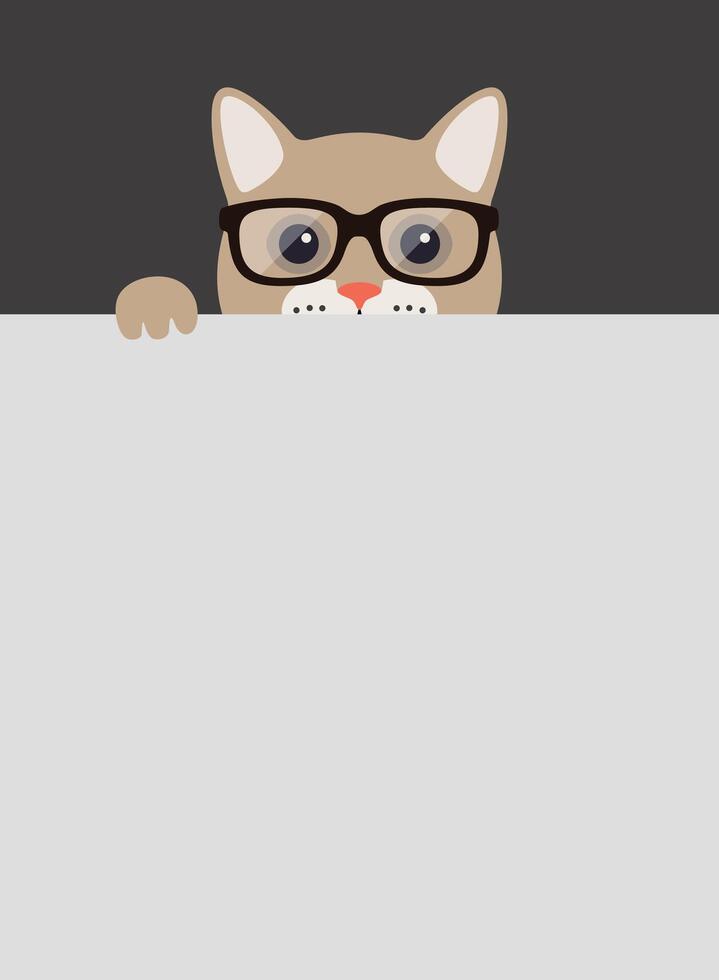 Portrait of cat, wearing glasses, like a teacher, cool style, cosplay vector