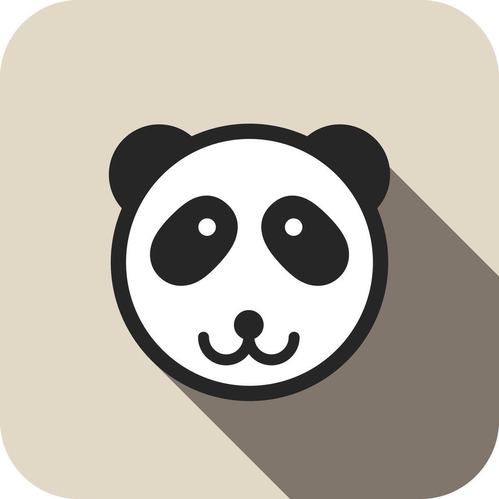 Panda icon, cute flat animal icon vector