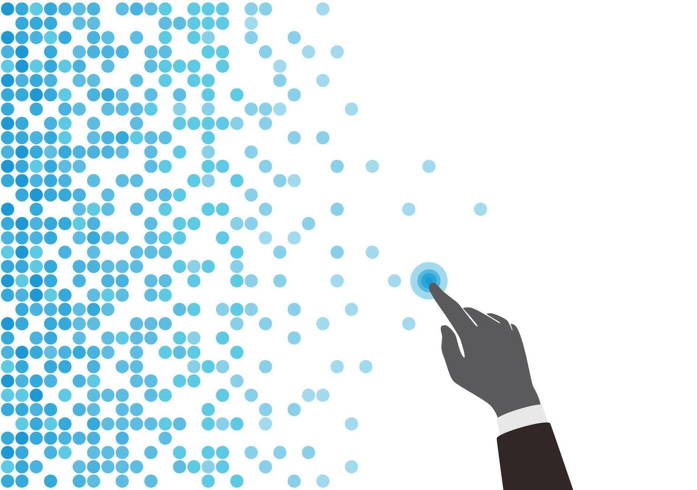 Digital background, Pattern of QR code, polka dots. finger touching the screen vector