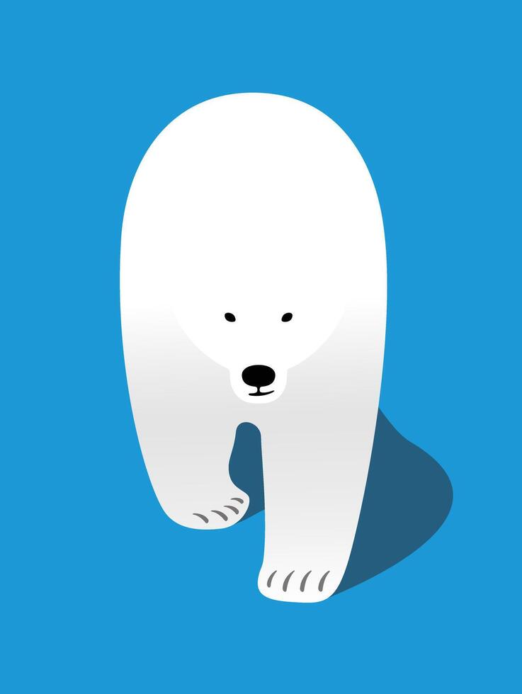 Polar bear walking flat 3D icon design, illustration vector