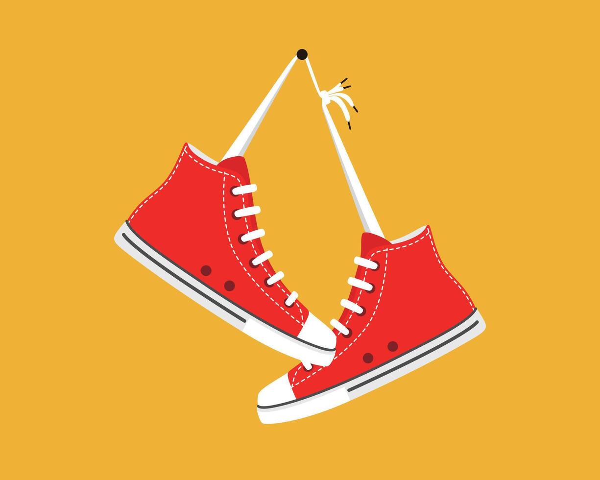 Old high heel style sport sneakers shoe illustration vector