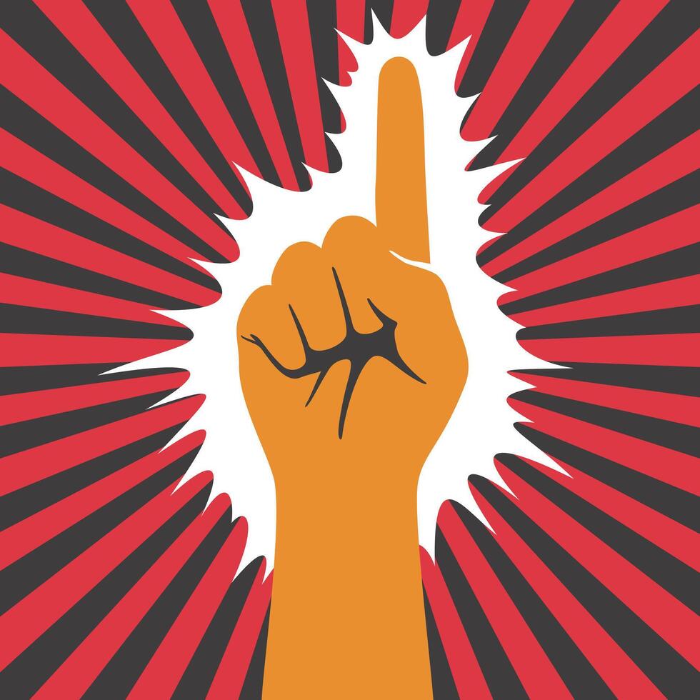 Hand gesticulate symbol, hand showing the number one, illustration vector