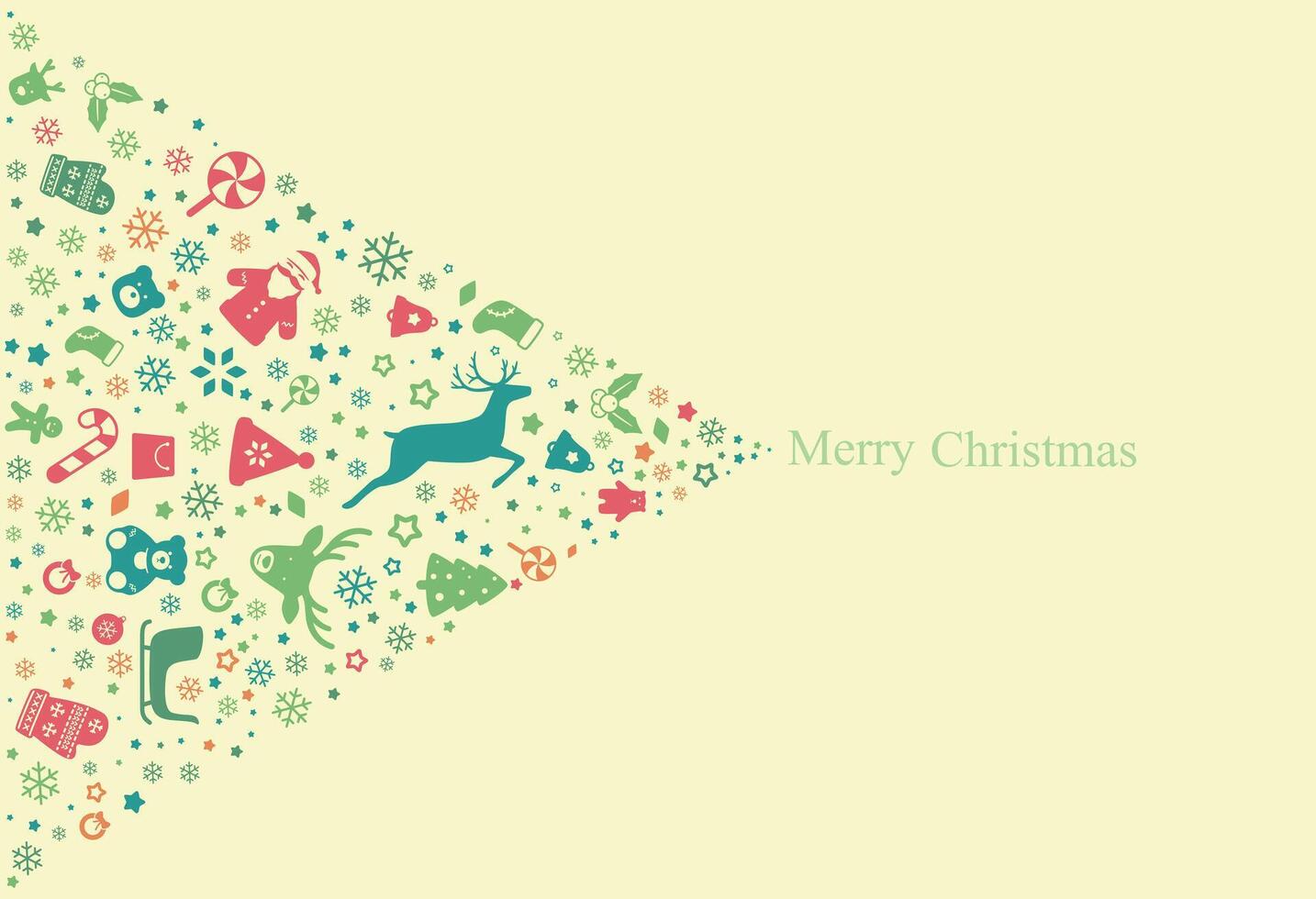 Happy New Year Greeting Card 2020, Christmas icon set, illustration vector