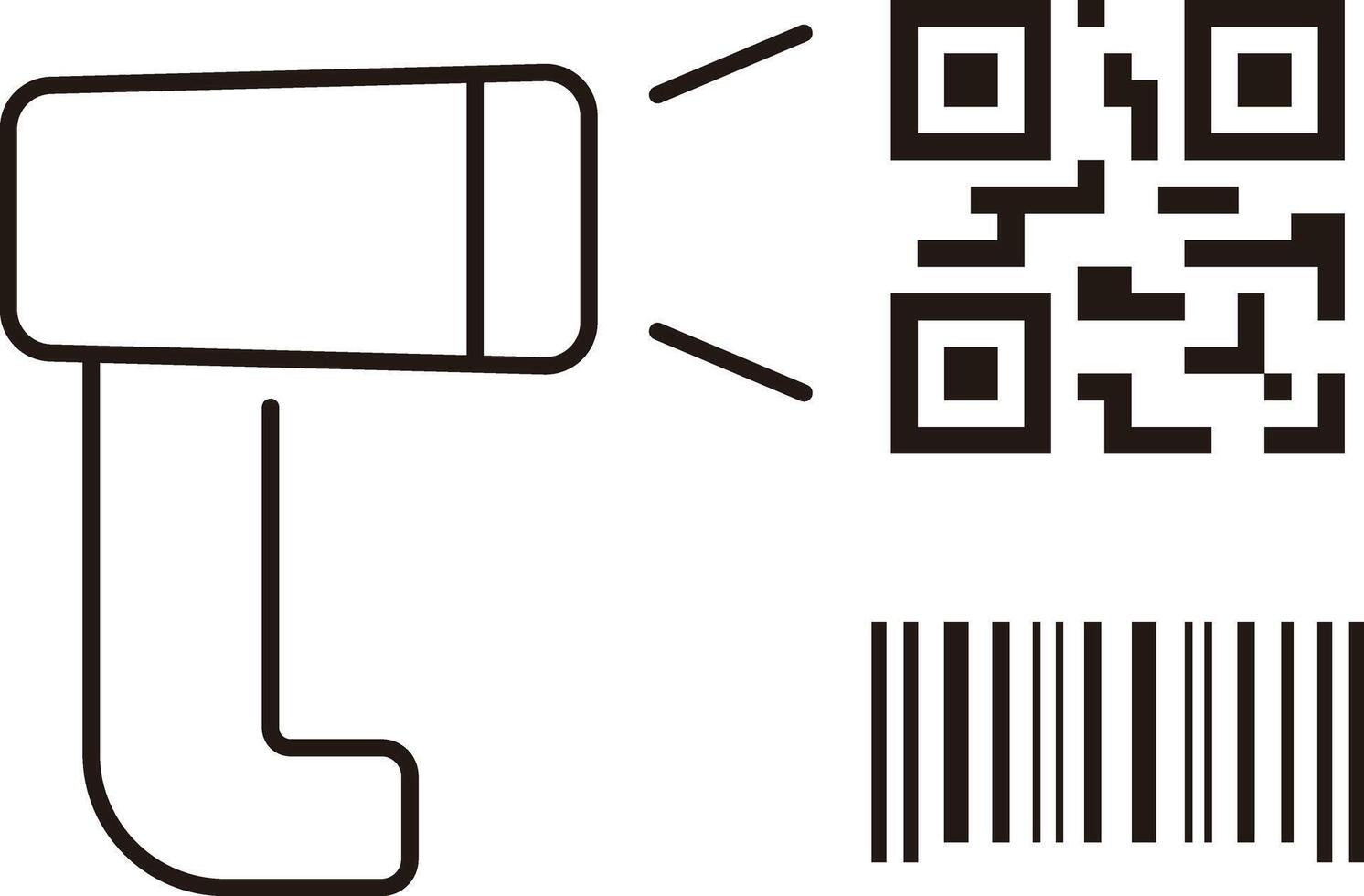 Bar code and QR code scanner line icon vector