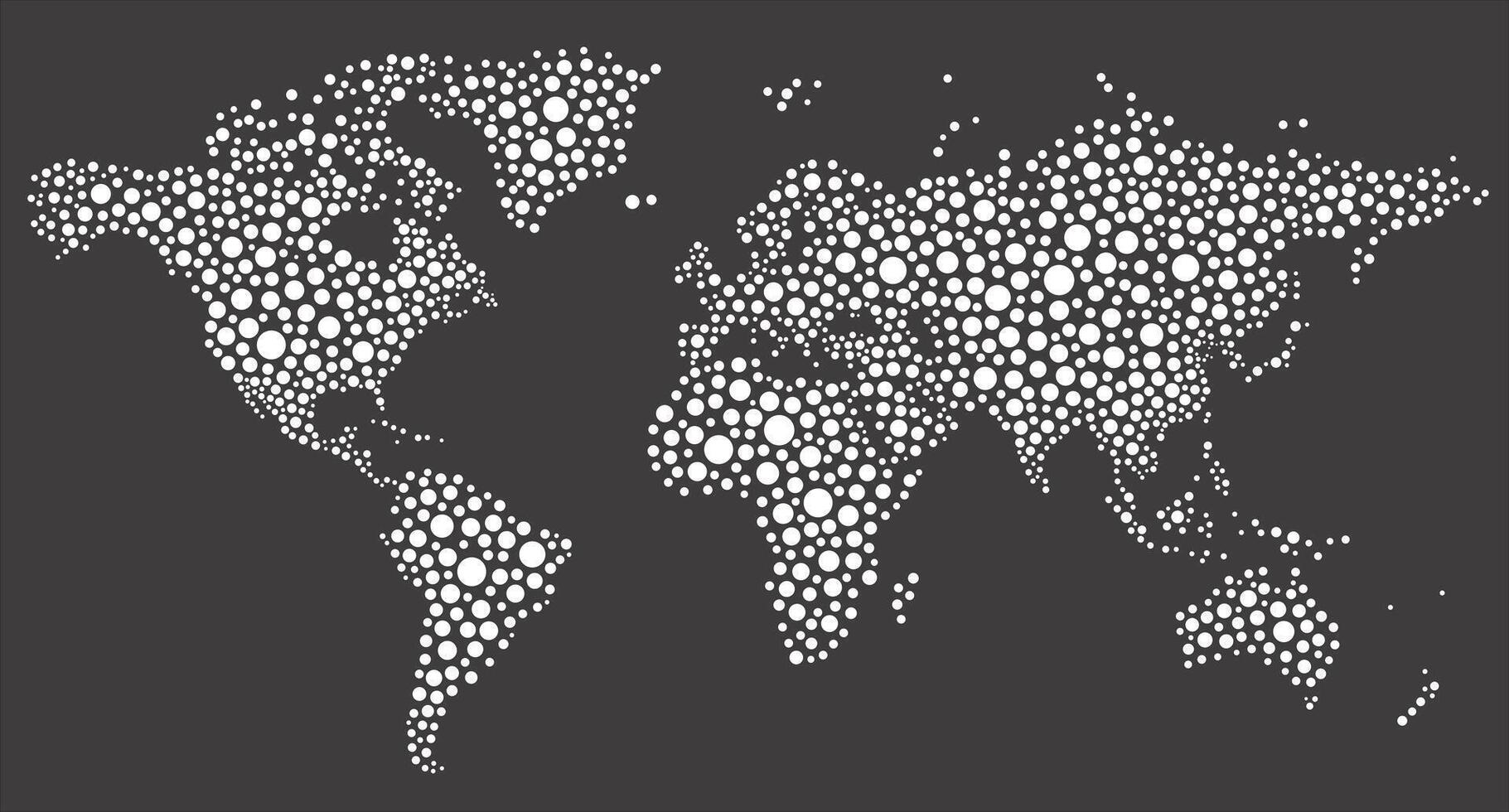 World map composed of different sizes polka dots vector