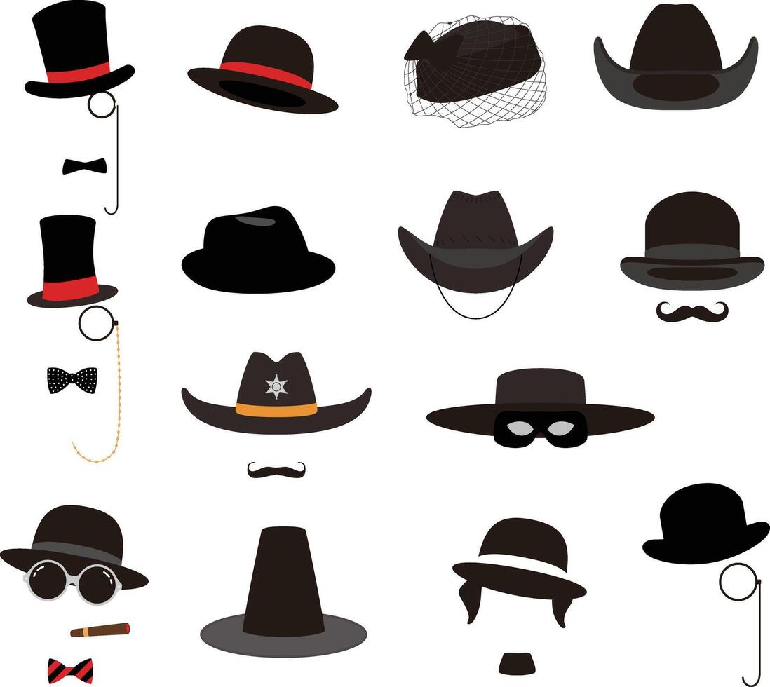 Old retro style hat set, illustration vector