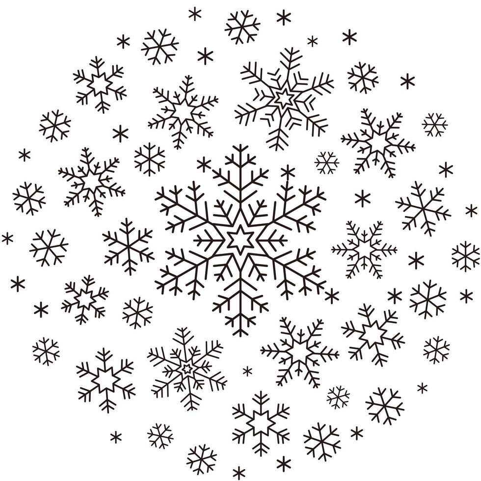 Snowflake icons, from small to big vector