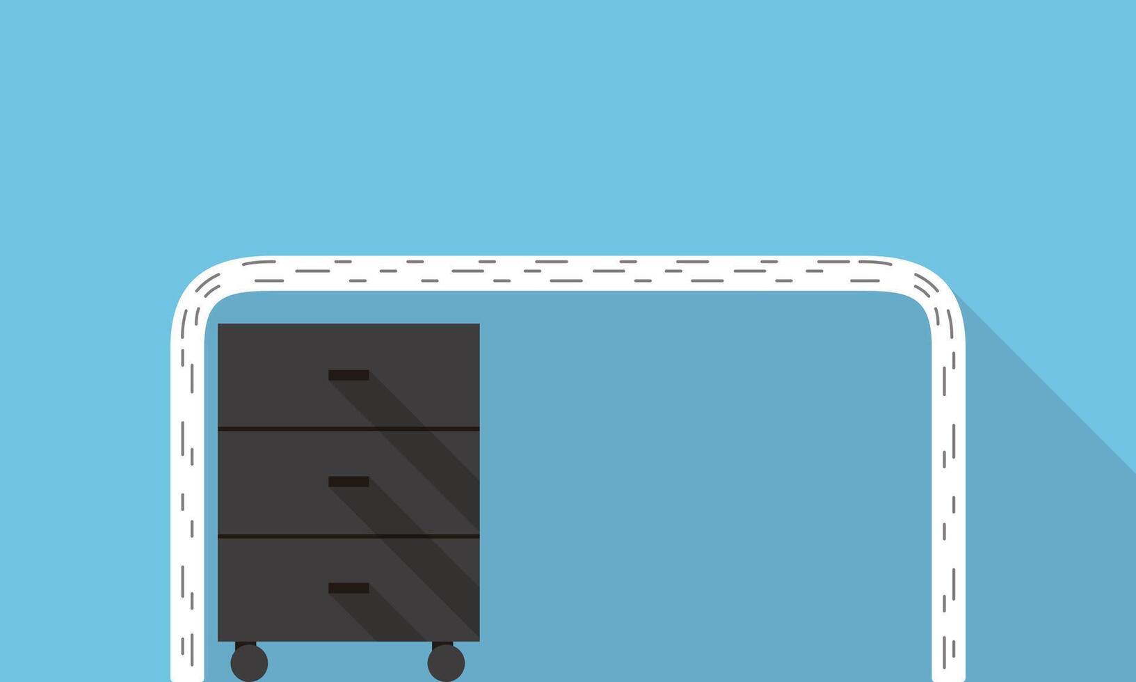 Single Desk with drawer flat icon design, Blue color background, light and shadow. vector