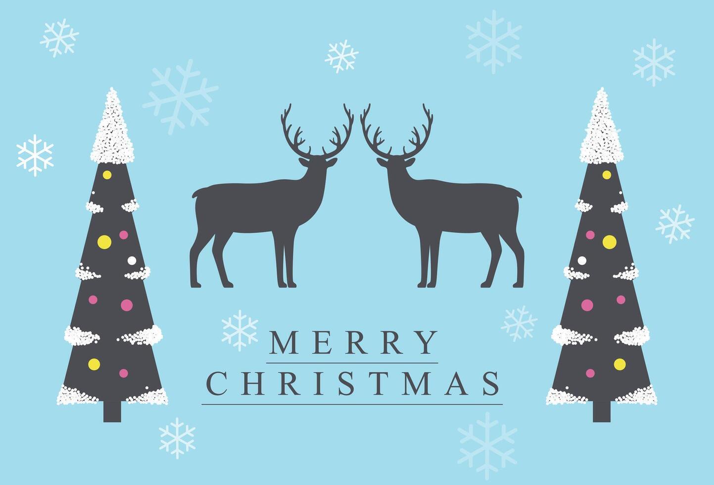 Reindeer, winter, Christmas with snow, tree, flat icons vector
