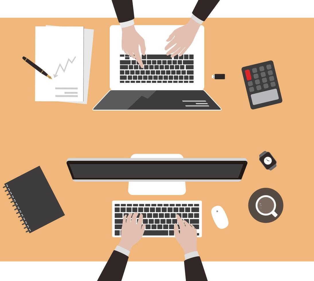 Teamwork concept, business man met at the meeting, illustration vector