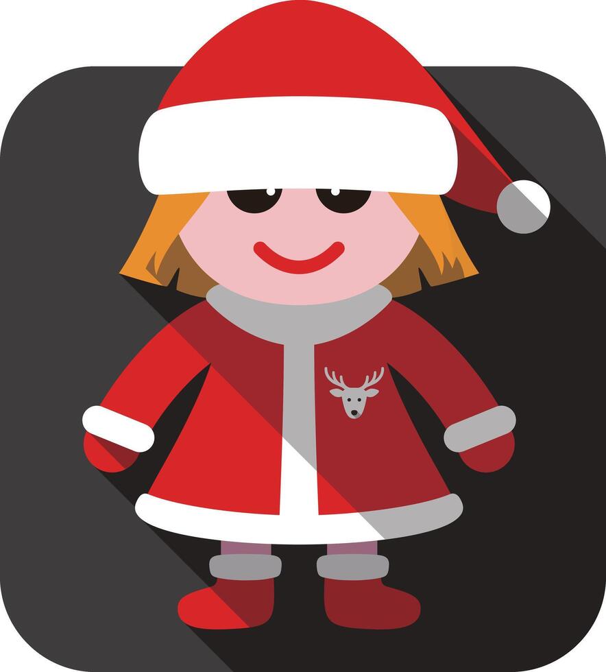 Little girl look like Santa Claus icon design, vector