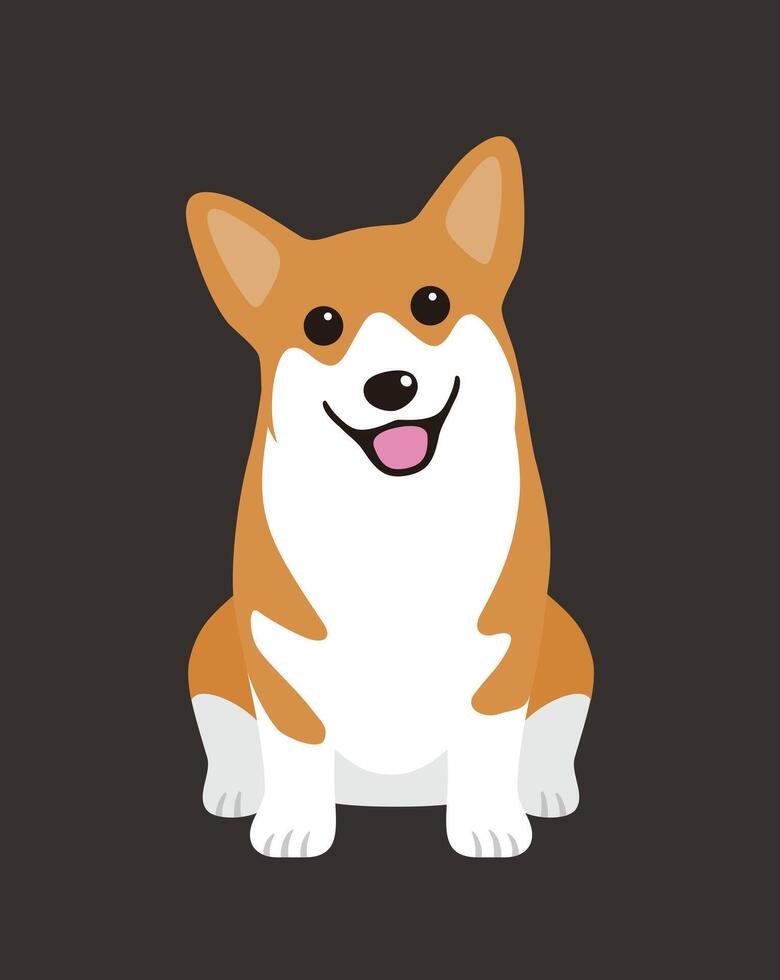 Welsh Corgi Pembroke dog is sitting waiting for taking a picture. vector