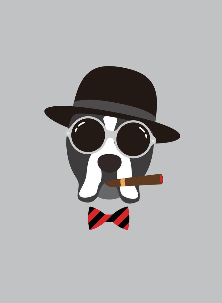 Portrait of boxer dog, wearing something, like a boss, cool style vector