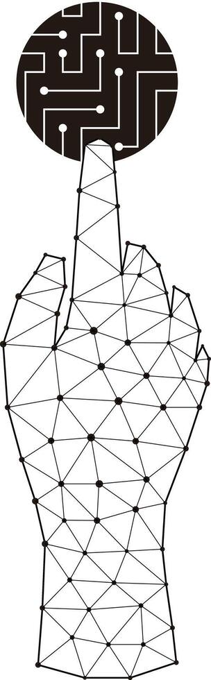 Metaverse Technology Concepts, finger touching the circuit board vector