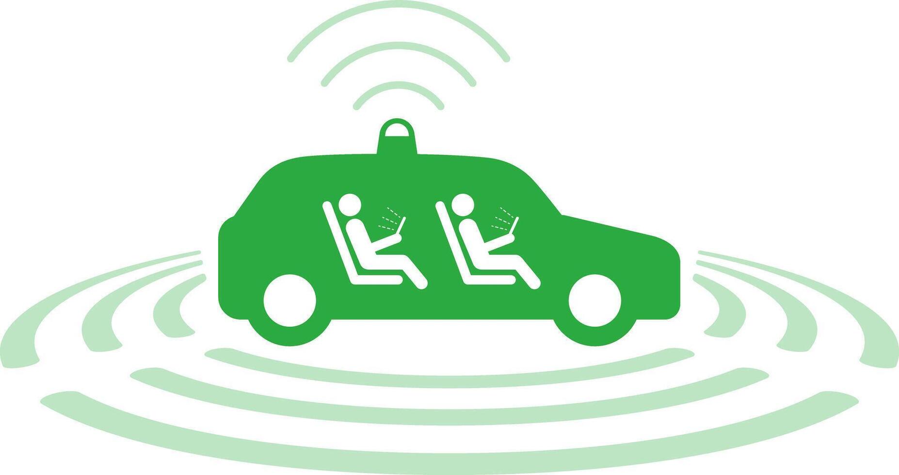 Green electric self-driving car icon vector