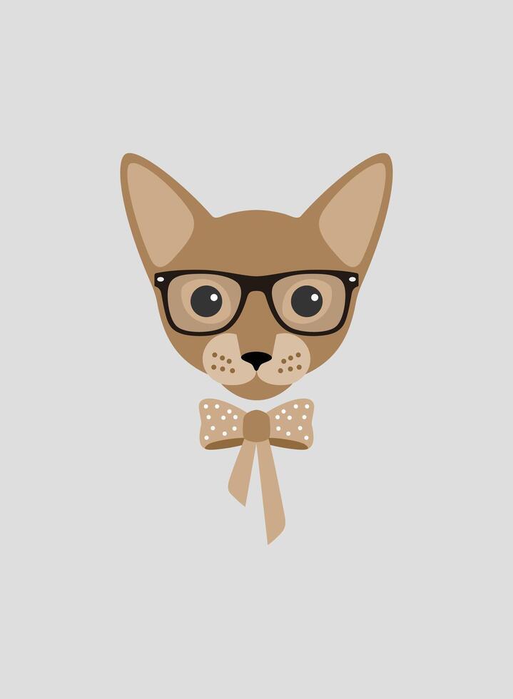 Portrait of cat, wearing glasses, like a lady, cool style, cosplay vector