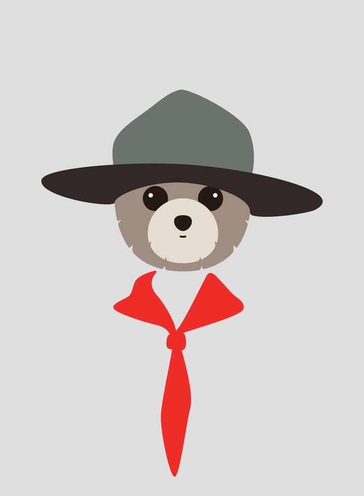 Portrait of dog, wearing hat, like a USA student, cool style, cosplay vector