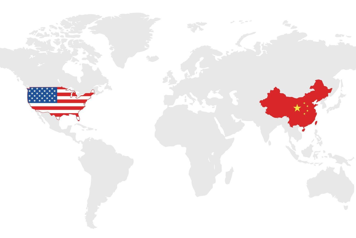 USA and China business world map chart, illustration vector