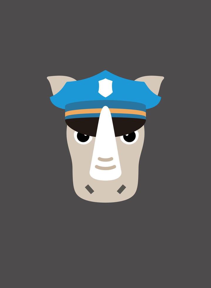 Portrait of rhino, wearing something, cool style, cops cosplay vector