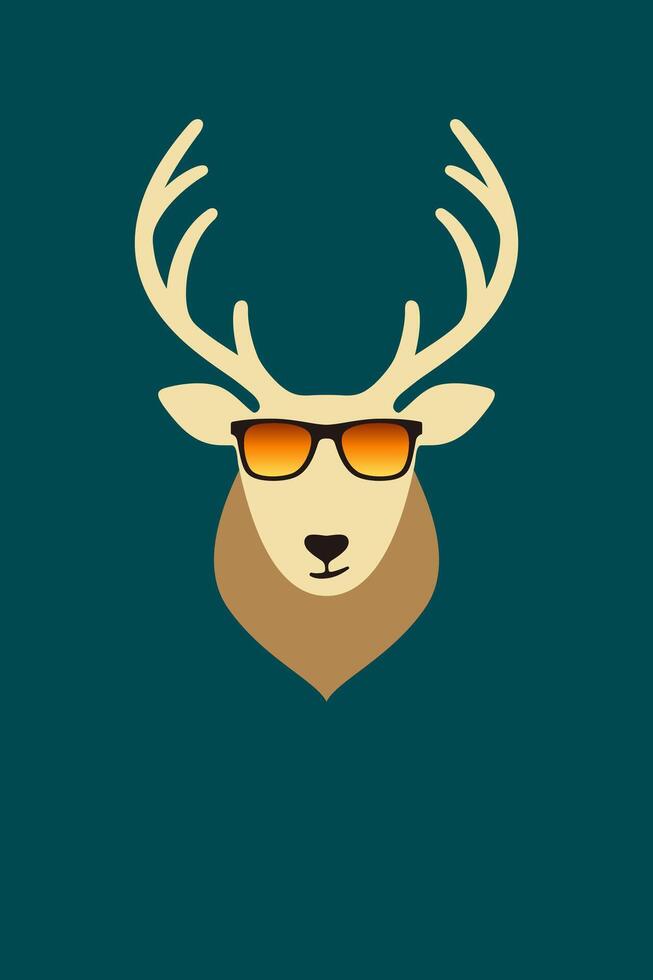 Cool deer wear a glasses, vector