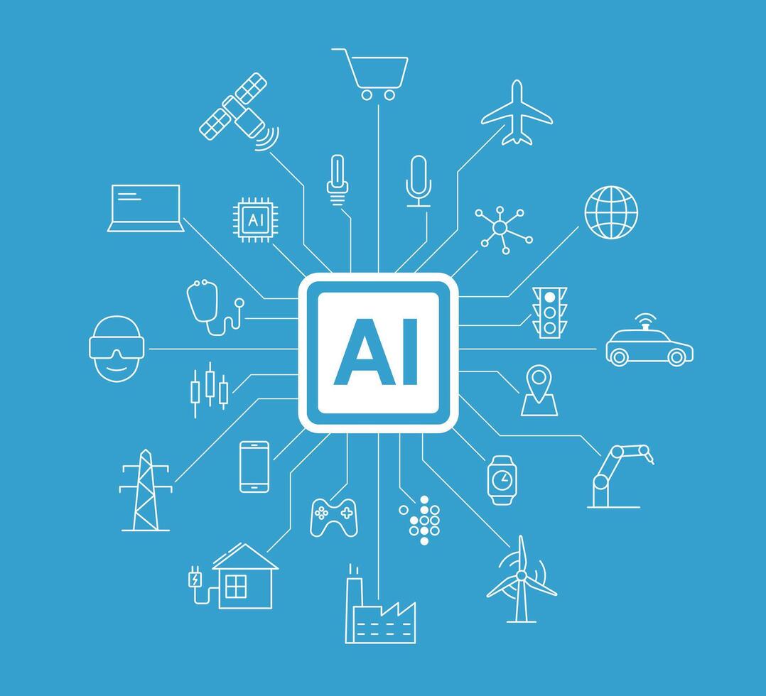 Artificial intelligence connects the future, illustration vector