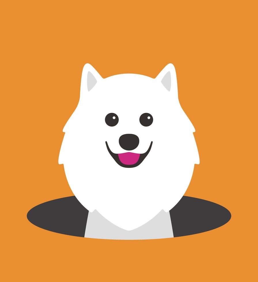 cute Pomeranian dog on the hole, watching, illustration vector