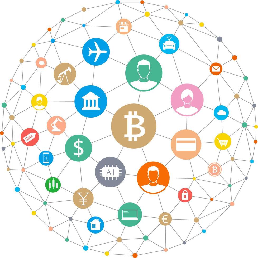 Digital background of Blockchain or Internet, illustration vector