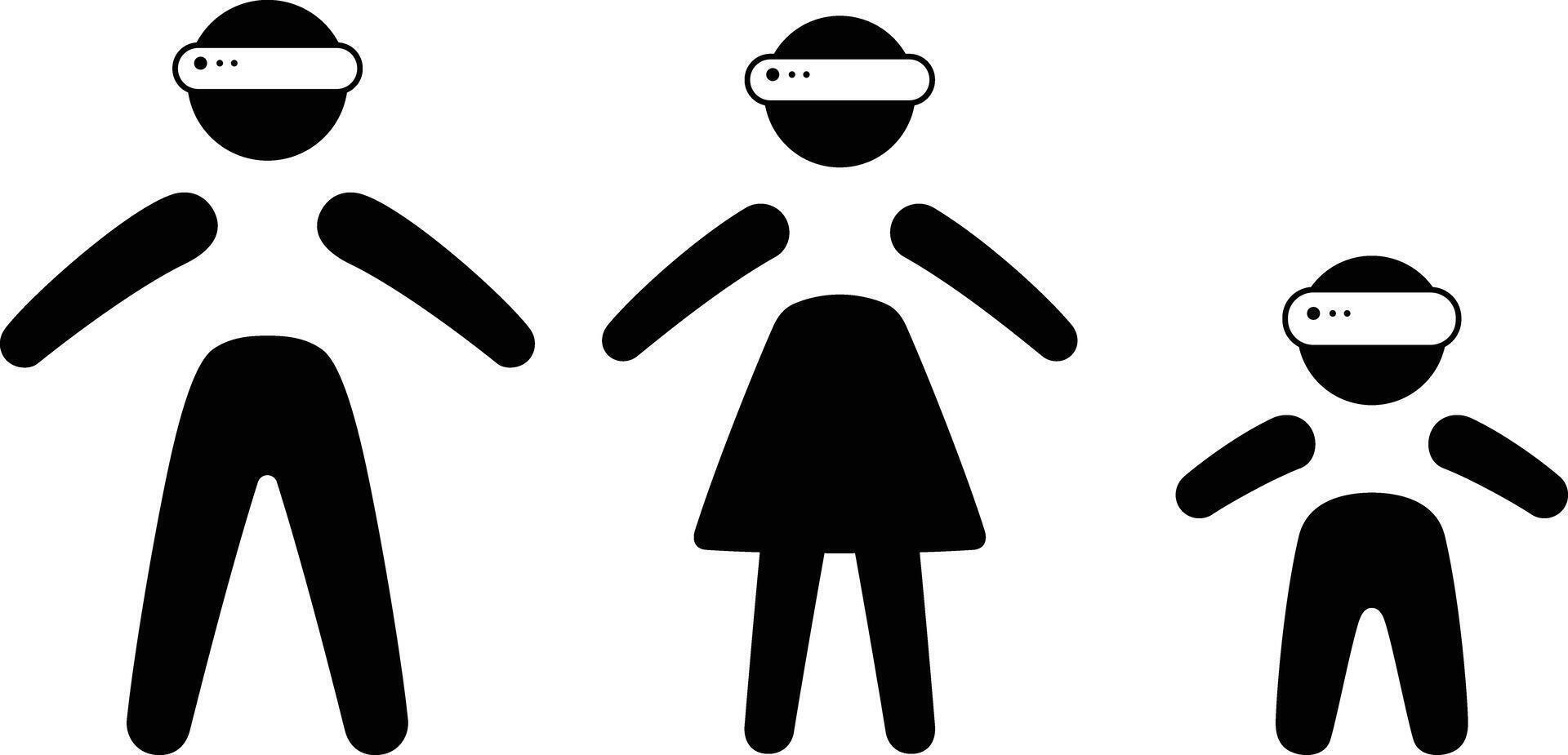 Minimal Metaverse icon Design. Family members wearing VR glasses vector