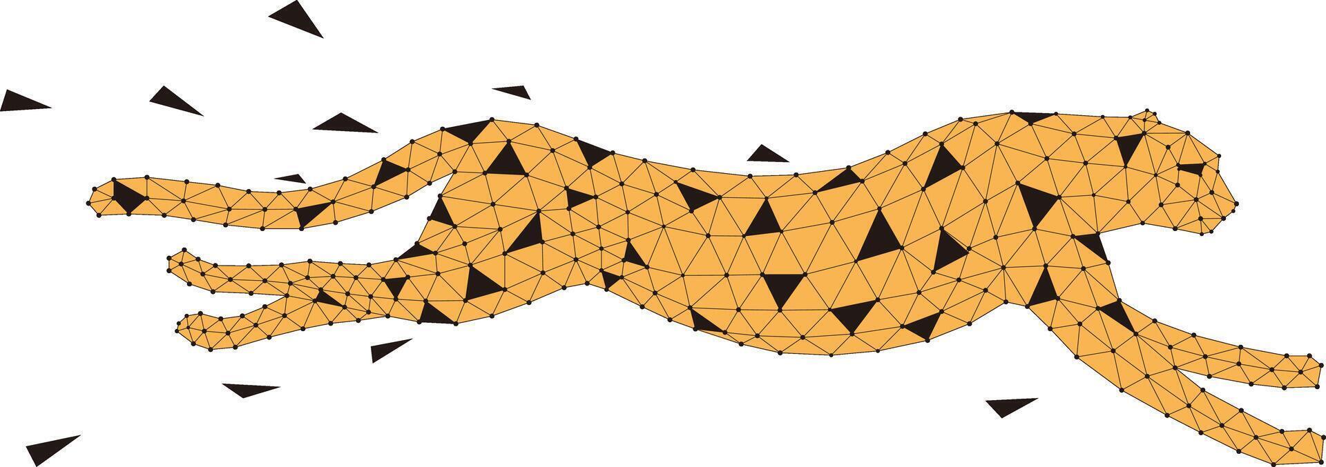 Cheetah is running, triangle mesh, illustration vector