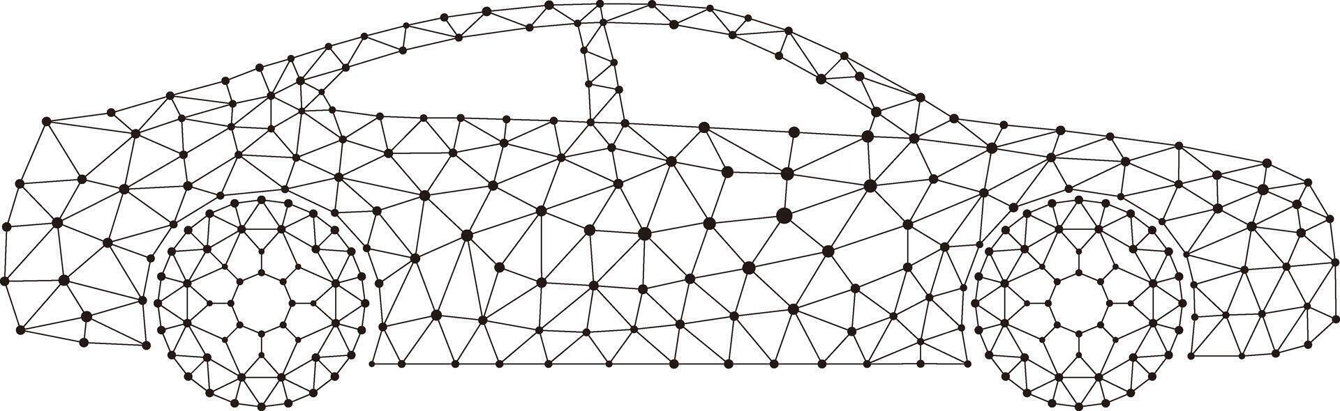 Concept of the car, point and line compose are connected to a car vector