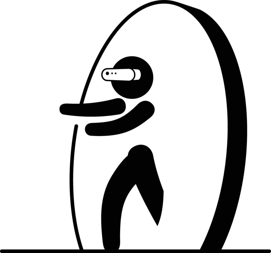 Minimal Metaverse icon Design. man wearing 3d glasses, coming into virtual reality world vector