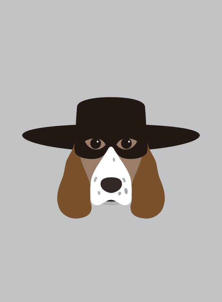 Portrait of dog, wearing mask, like Zorro, cool style vector