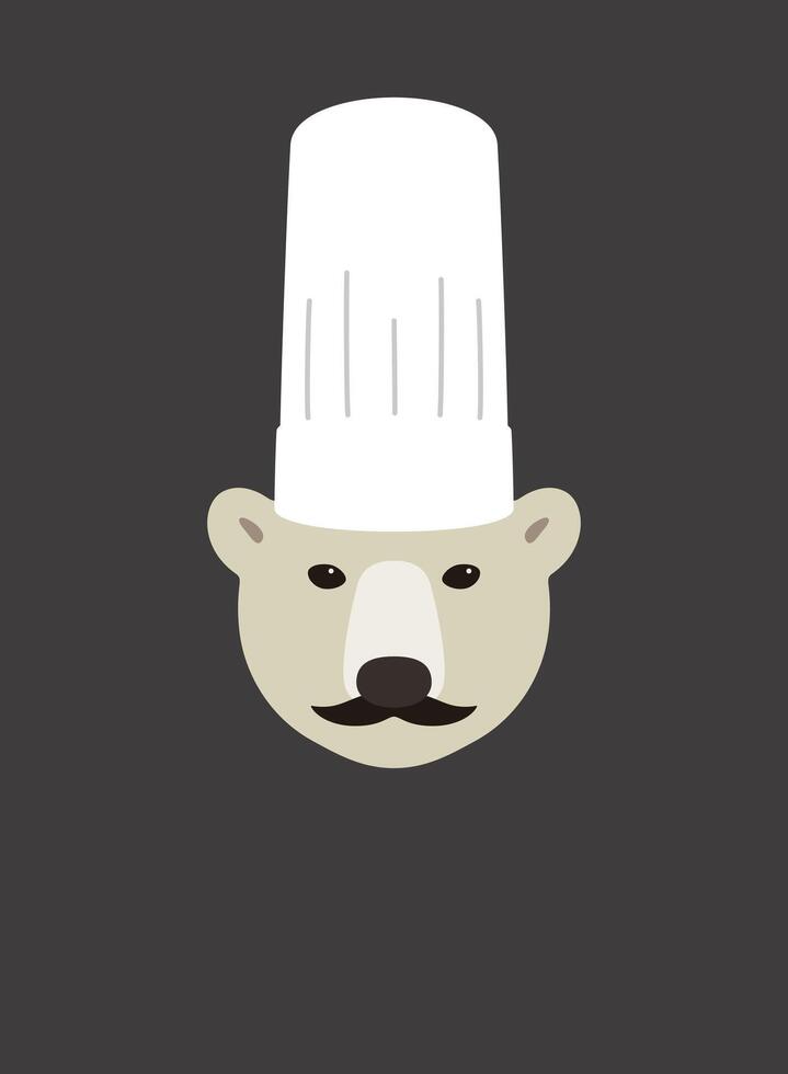 Portrait of bear, wearing chef hat, cool style vector