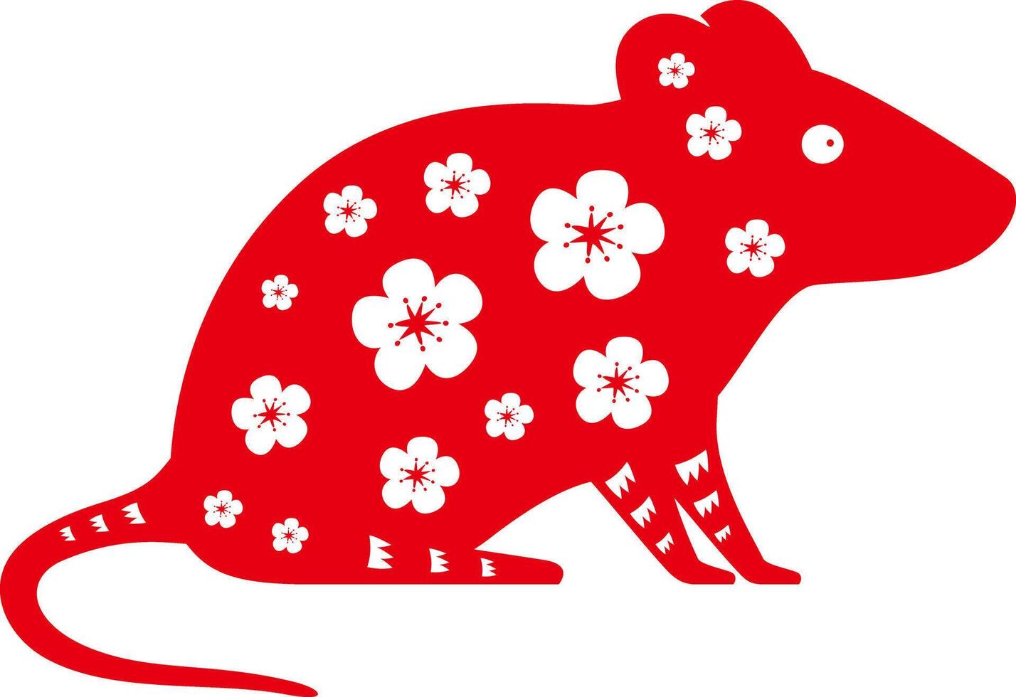 Chinese New Year of the Rat Paper cut vector