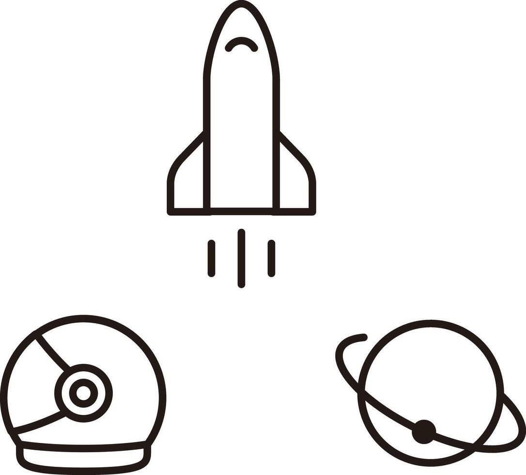 Rocket, Space suit and earth icon vector
