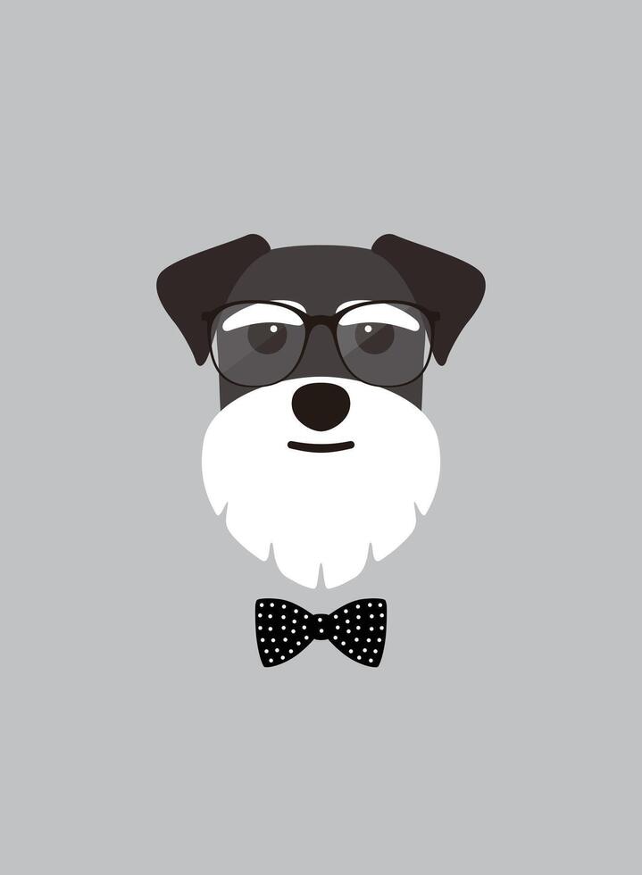 Portrait of dog, wearing glasses, like a gentleman, cool style, cosplay vector