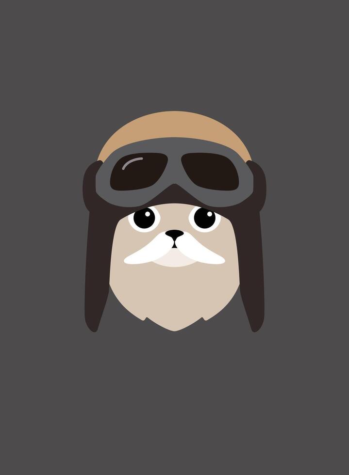 Portrait of cat, wearing Air helmet, like a pilot, cool style vector