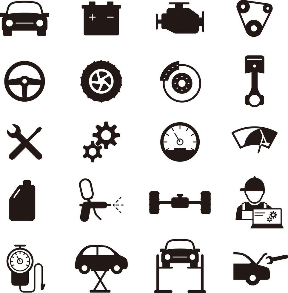Car repair line icon set vector