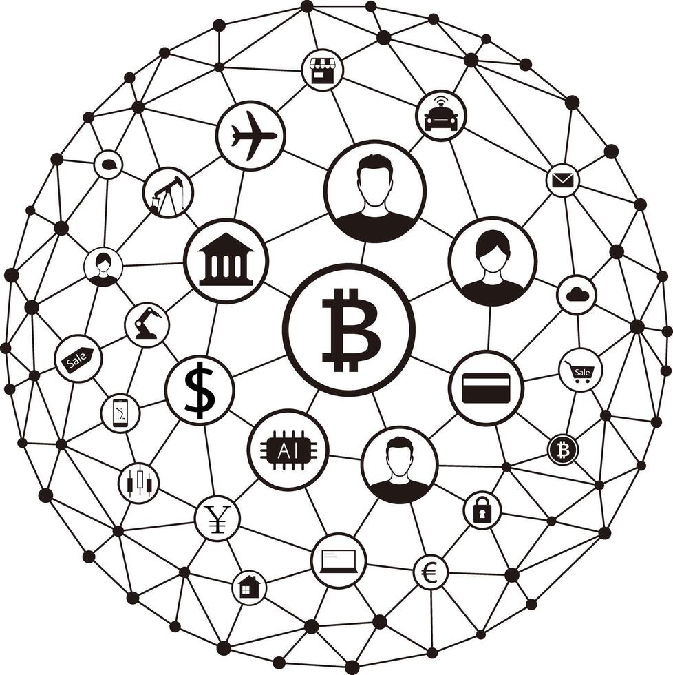 Digital background of Blockchain or Internet, illustration vector