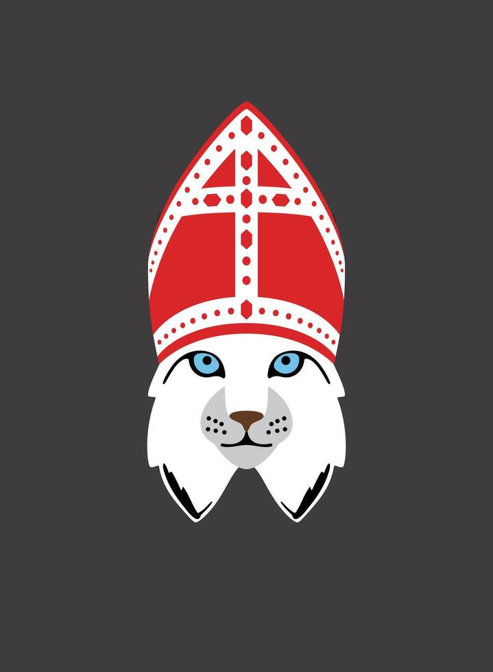 Portrait of cat, wearing something, like pontiff, cool style vector