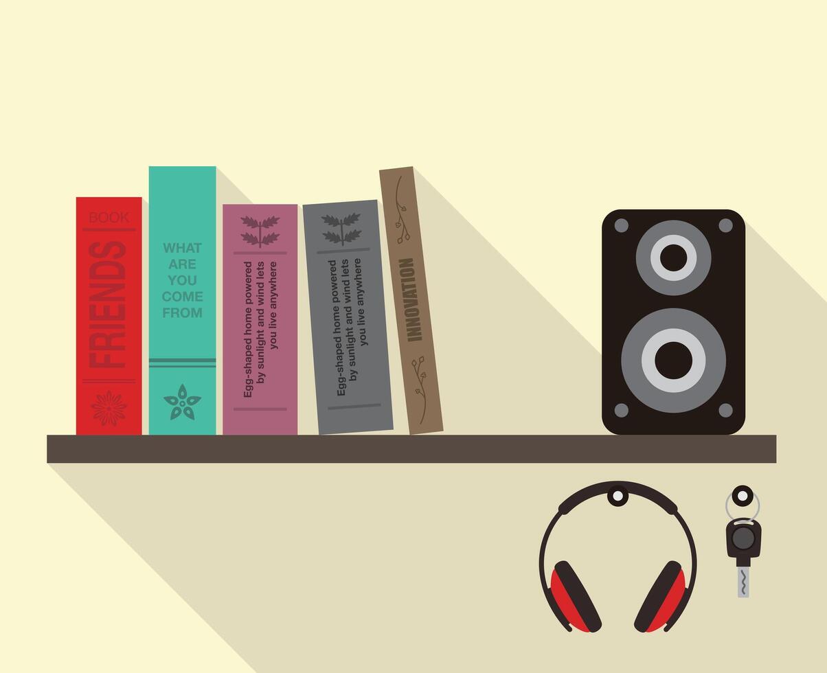 many books on the bookshelf illustration vector