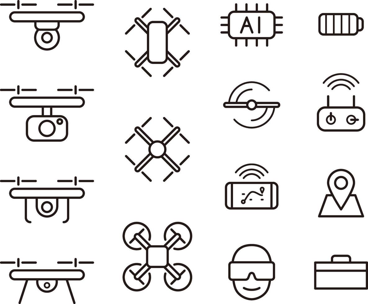 Quadcopter and drone icons, illustration vector