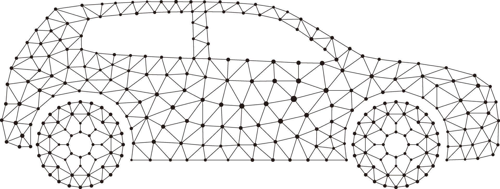 Concept of the car, point and line compose are connected to a car vector