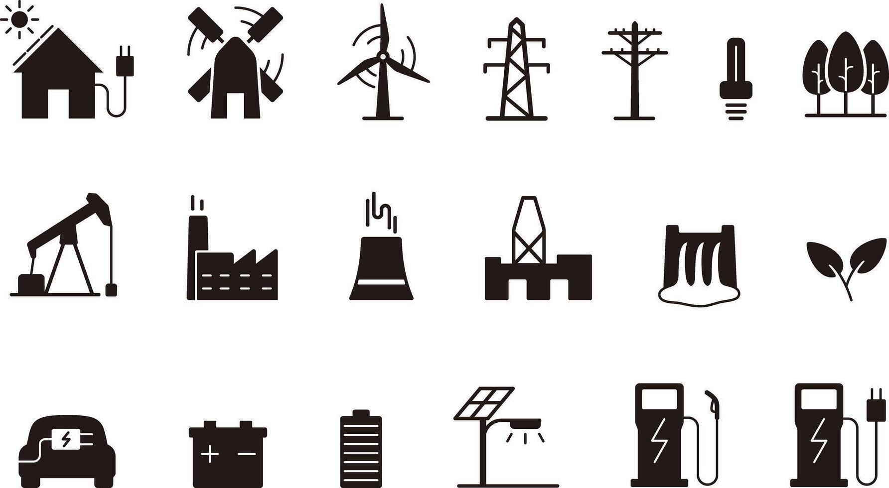 Power and energy icons set vector