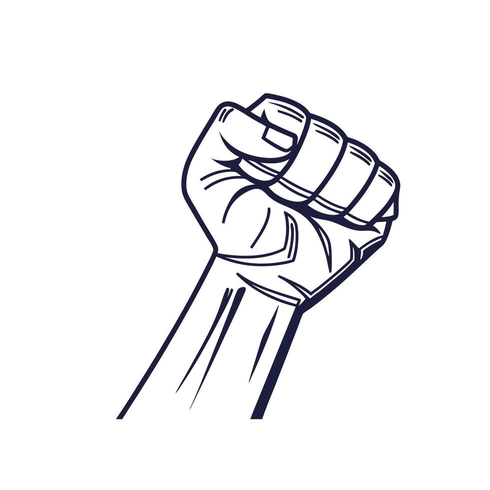 Raised fist icon. Human hand up in the air. vector