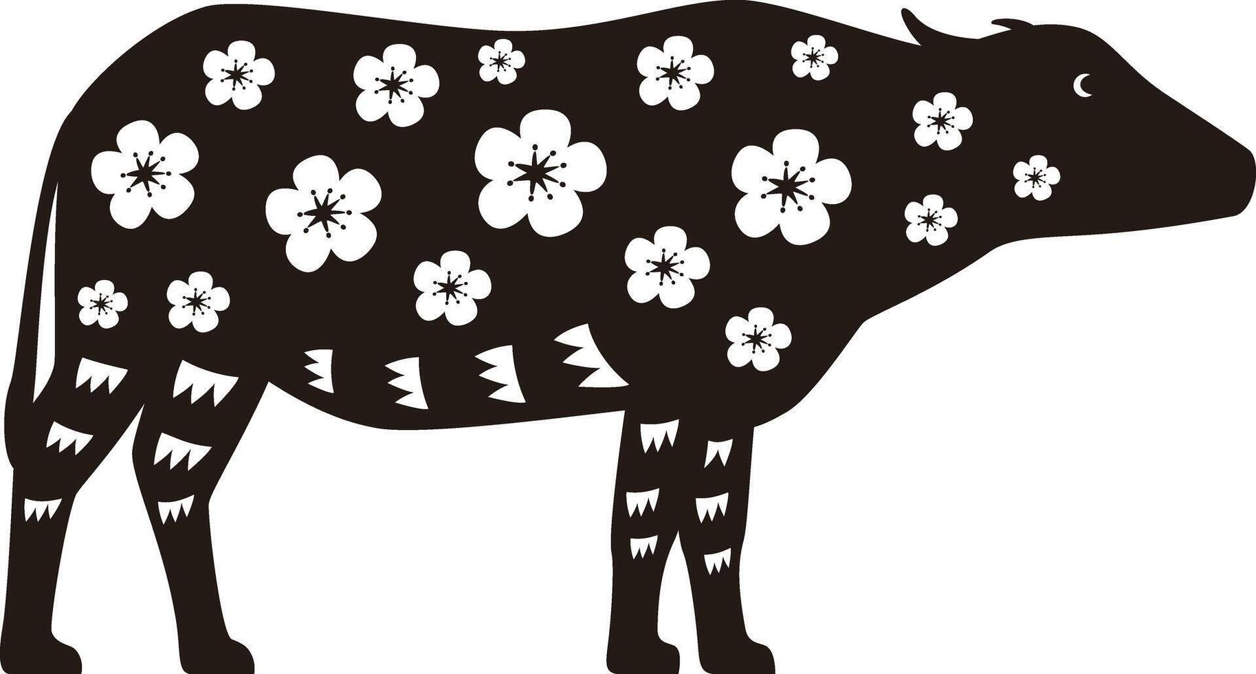 Chinese New Year of the asian buffalo, Paper-cuts for Window Decoration vector
