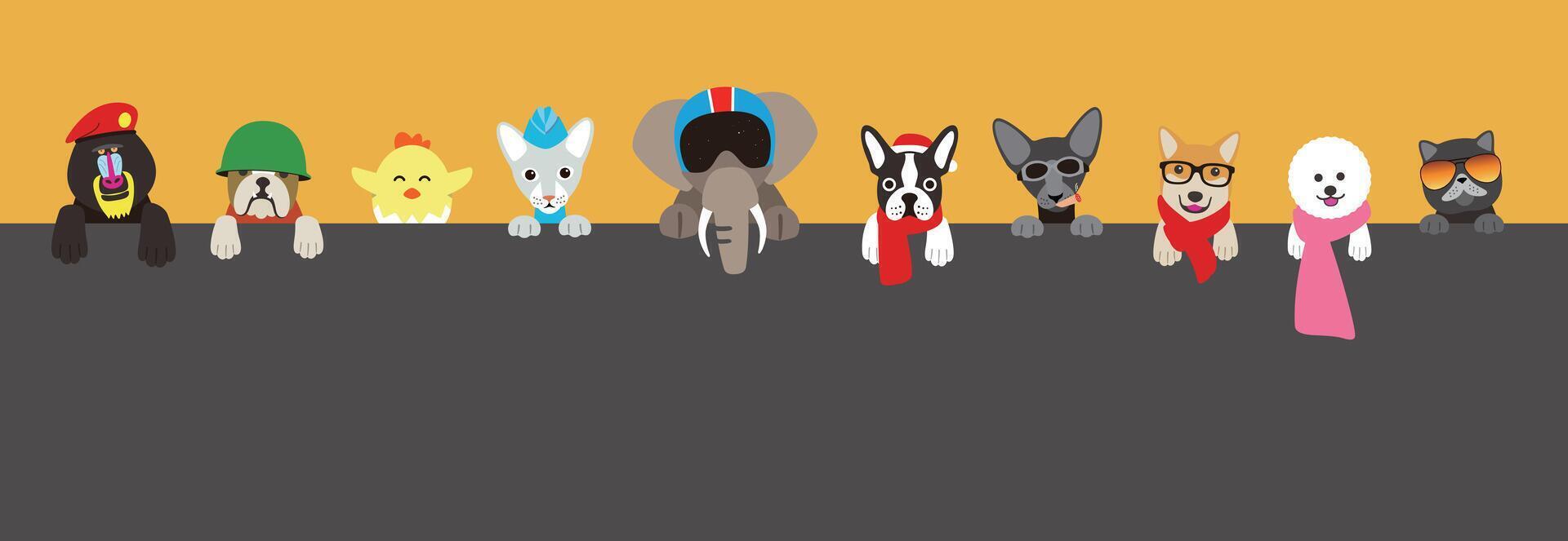 Portrait of animals, wearing something, cool style, cosplay vector