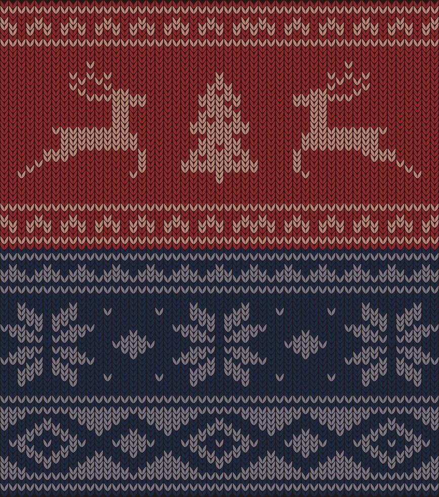 Cute deer on the knitting pattern, nordic seamless Christmas pattern, illustration vector