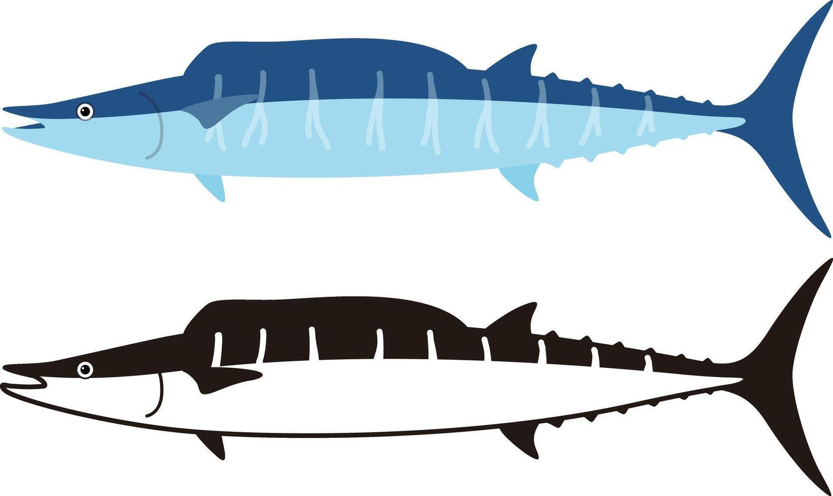 Wahoo fish, sider view, illustration vector