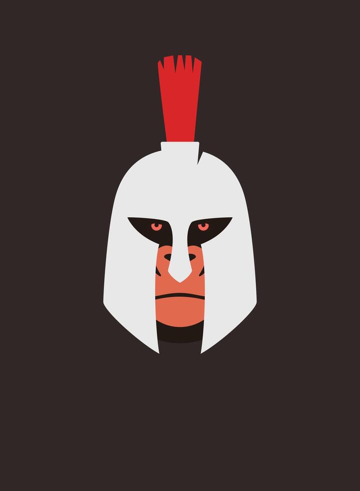 Portrait of gorilla, wearing Rome general helmet, cool style vector